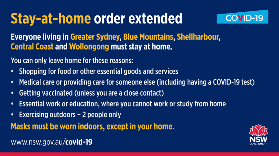 Lockdown extended to 30 July 2021 – Sydney Metro College